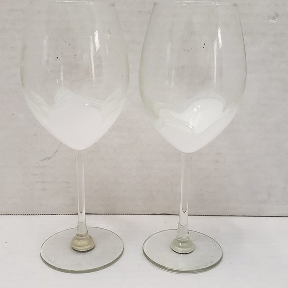 Tall Randy Strong Signed Artist Glass Wine Goblet White pull Clear Wave 80's 85 - Picture 11 of 16